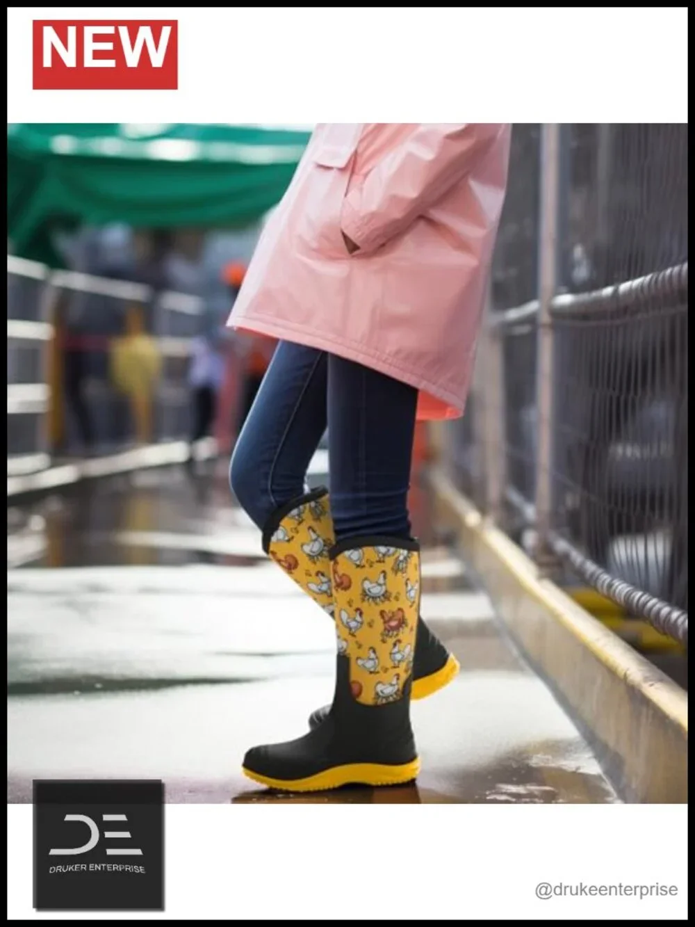 Waterproof Mid-Calf Rain Boots, Anti-Slip Neoprene Mud Boots for Gardening